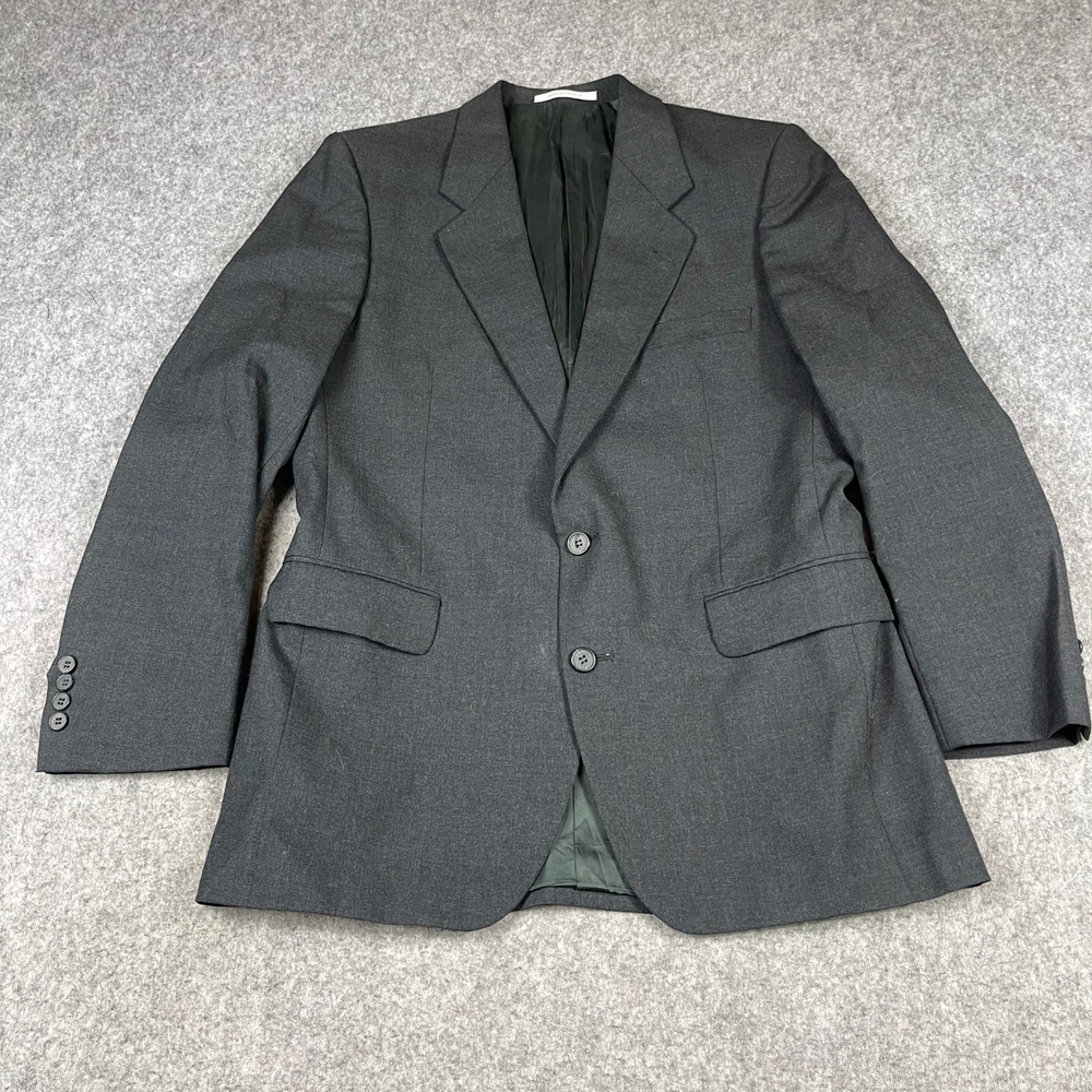 VTG Yves Saint Laurent Mens Wool Blazer Grey Made in France Two Button 42R